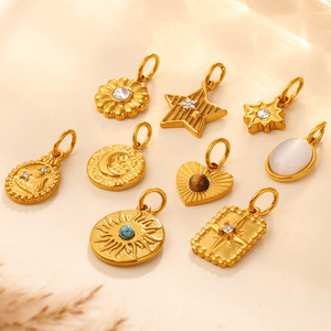 Colgante de Acero Inoxidable con Dijes de Sol, Luna y Estrellas, para Pulseras y Collares DIY, Accesorios de Joyería Unisex - Product Image 3