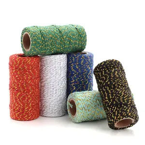 Corde en coton personnalisée avec fil métallique cordon macramé avec étincelle argent or - Product Image 1