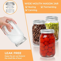 Vente en gros de pots en verre Mason multi-usages, transparents, hermétiques, écologiques, en plastique, de 150 ml, 380 ml, 250 ml, 300 ml, 500 ml, 1000 ml