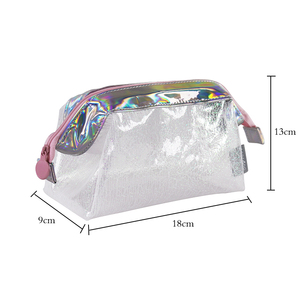 Custom Fashion Letter Portable Cosmetic Bag Zipper Closure | Shimmering Crinkle Texture Customizable Cosmetic PVC Bag - Product Image 5