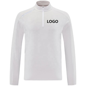 Custom High Quality Polyester Long Sleeve Fitness Training Sports Wear Quarter Zip 1/4 Pullover Golf Sweatshirt <strong>White</strong> Tracksuit - Product Image 1
