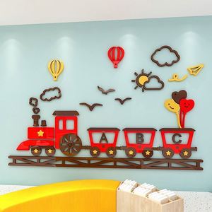 Adhesivo de Pared Acrílico 3D de Tren de Dibujos Animados, Colorido, Económico y de Alta Calidad, para la Habitación de Niños, Decoración de Pared de Escuela - Product Image 1