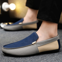Sepatu Loafer Pria Gaya Eropa Trendi, Bahan Suede Bernapas, Ringan, Warna Blok, untuk Bisnis dan Aktivitas Sehari-hari