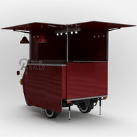 Tricycle électrique Mobile de rue Tuk, chariot de nourriture, vélo de vente de restauration rapide en plein air avec camion de crème glacée en crêpe de levage