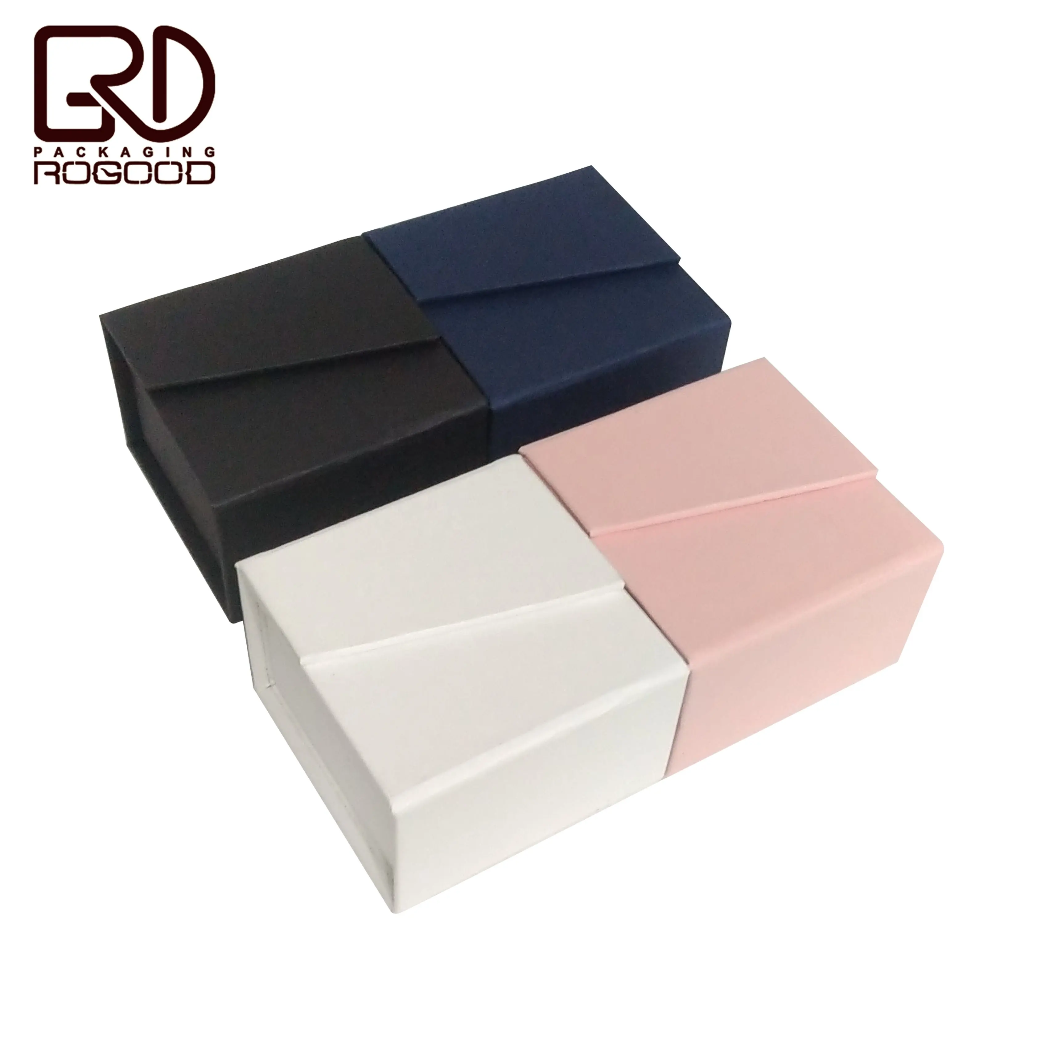 Rogood creado estilo de bolsillo 6*6*4cm Cierre magnético caja de joyería de papel de cartón para pendientes grandes/Collar/anillo P1359