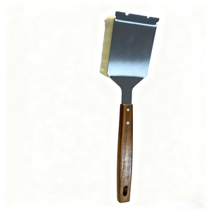 Cepillo para parrilla Cepillo de limpieza para barbacoa sin cerdas para parrilla al aire libre, mango de madera, raspador incorporado - Product Image 2