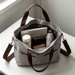 Unisex <b>Large</b> Capacity Canvas <b>Crossbody</b> Shoulder <b>Bag</b> Fashion Eco-Friendly Secure Zipper Sling Customizable for Daily All Season - Product Image 2