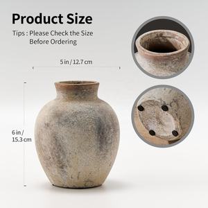 Jarrón de cerámica vintage estilo home-stay Art Gold Back y jarrón rústico para centros de mesa de granja para flores frescas o secas <span class=keywords><strong>Pam</strong></span> <span class=keywords><strong>Pa</strong></span> - Product Image 3