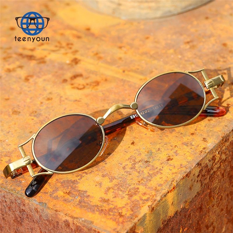 Peekaboo — lunettes de soleil ovales roses pour hommes, monture métallique  rétro, rétro, bleu, rondes, Uv400, articles cadeaux d'été, collection 2022