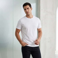 T-shirt en coton tricoté de luxe pour l'été 180g, respirant, doux, couleur unie, personnalisable, vêtements pour hommes de haute qualité