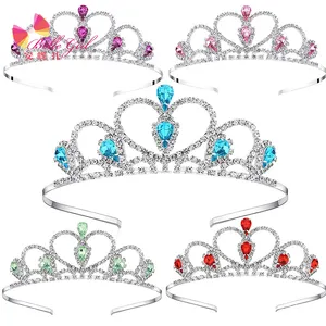 BELLEWORLD mahkota corona crowns and tiaras crystal heart shape performance cosplay princess crown for party