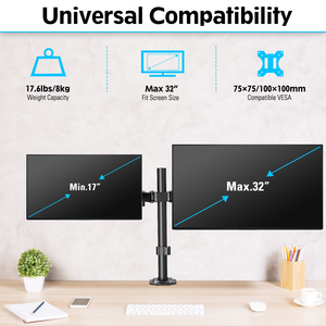 JOLLY 14''-32'' Monitör Kolu Desteği 2 Monitörlü Masaüstü Montaj Aparatı Eklemli Çift Monitör Standı - Product Image 3
