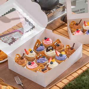 Bán buôn các tông màu trắng 2/4/6/<span class=keywords><strong>12</strong></span> bánh nướng xốp Bánh Ngọt Bánh tàu sân bay Hộp giữ <span class=keywords><strong>12</strong></span> đếm <span class=keywords><strong>cupcake</strong></span> container bao bì với cửa sổ - Product Image 2