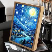 Creativa Pintura de Luz LED de 3 Colores con Atenuación Caja de Sombras de Pared Luz de Noche de Madera Decoración del Hogar Marco de Fotos con Pintura de Luz
