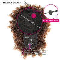 Queue de Cheval Synthétique à Cordon de Serrage avec Frange, Extensions de Cheveux Courtes, Chignon Afro à Clipser