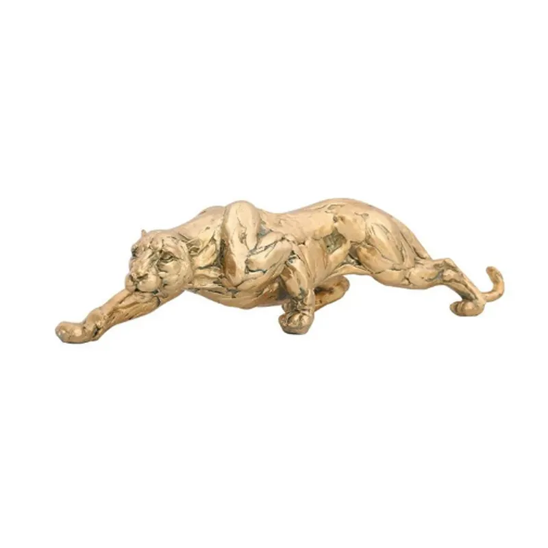 รูปปั้นเสือดาวทองคำ,ฟิกเกอร์เรซิ่นศิลปะแอบสแตรกต์รูปสัตว์เสือดำสำหรับตกแต่งบ้านออฟฟิศของขวัญตกแต่งโต๊ะ