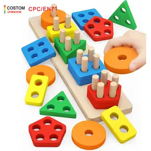 Montessori Toys For 1 To 3-year-old Boys Girls Toddlers Color Recognition Stacker Shape Sorter Wooden Toy Learning Puzzles Gift