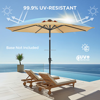 Parasol de marché extérieur pour gazebo et piscine avec 6 baleines en fibre de verre, parasol de table avec poignée