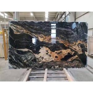 Encimera de Granito de Lujo con Diseño de Piedra Dorada, Superficie de Barra con Vetas Negras y Doradas, Losas de Granito Negro - Product Image 5