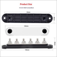Barre de distribution M6 pour bateau/yacht avec couvercle transparent, borne de puissance en cuivre, bloc de jonction pour batterie de stockage d'énergie à courant élevé