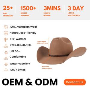 Sombreros Vaqueros Personalizados de Estilo Occidental, 100% Lana, Color Marrón Avanzado, con Ala Ancha para Viajes y Fiestas, Venta al por Mayor - Product Image 2