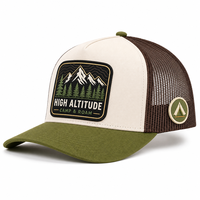 Casquette Trucker en Coton et Maille à 5 Panneaux de Haute Qualité pour Hommes, avec Logo Brodé Personnalisé et Patch en Caoutchouc, Idéale pour les Sports de Plein Air et les Activités de Performance