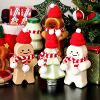 Bouteille de thé au lait Peiquan 400 ml en forme de bonhomme en pain d'épices, bonhomme de neige, arbre de Noël, gobelet à thé au lait jetable en plastique PET transparent