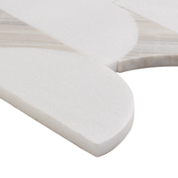 Mosaïque de marbre blanc élégante à motif écailles de poisson, style moderne, forme carrée, épaisseur 8 mm, pour mur intérieur et crédence de cuisine