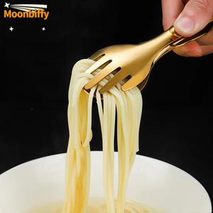 Stainless Steel Food Tongs Gold Thickened Buffet Food Kitchen Utensils Buffet Cooking <b>Tools</b> BBQ Clips Bread Steak Tong - Product Image 5