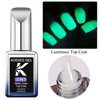 KODIES GEL Top Coat Luminescent Effet Nuit Noire Non Toxique Végan Gel UV Vernis à Ongles Fluorescent Fournitures de Manucure Effet Nuit Noire