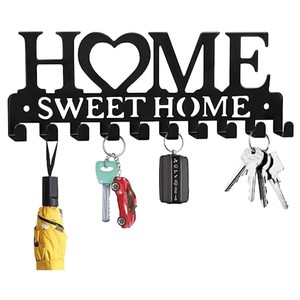 Porta llaves de pared Home Sweet Home, organizador decorativo de alambre metálico con 10 ganchos para llaves, paraguas, entrada de la puerta - Product Image 1
