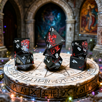 Ensemble de dés polyédriques de haute qualité en métal massif, 7 pièces, motif de dragon blanc et rouge, pour les jeux de rôle sur table DND