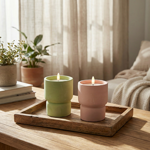 Bộ quà tặng nến thơm chất lượng cao hình đồng hồ cát, làm bằng xi măng, đèn LED, dùng pin - Product Image 1