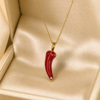 LUOYUNE Vente en gros ODM&ODM Collier avec pendentifs en laiton plaqué or 18K, style fruits (pomme, cerise, poivron) avec zircone cubique, pour cadeau et vente en gros