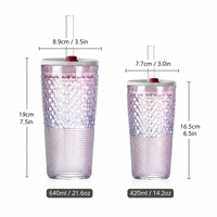 Gobelets en verre sodalime transparent de style américain, 14 oz et 21 oz, avec couvercles hermétiques et pailles, pour bière glacée, café, thé, eau