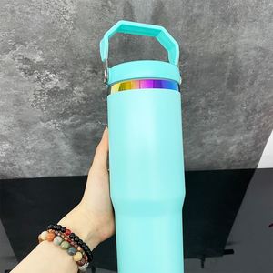 แก้วน้ำแบบมีฝาปิดพร้อมหลอดดูด ขนาด 30 ออนซ์ สีรุ้งด้านล่าง แบบด้าน สำหรับงานซับลิเมชั่น ลายมาการอง จากคลังสินค้าสหรัฐอเมริกา เหมาะสำหรับงานเลเซอร์ - Product Image 5