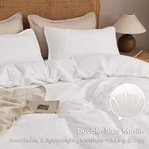 Parure de lit de luxe moderne en coton blanc 3 pièces pour hôtel – <span class=keywords><strong>Housse</strong></span> de <span class=keywords><strong>couette</strong></span> 100 % coton 200 fils/pouce² – Douce, respirante et <span class=keywords><strong>infroissable</strong></span> - Product Image 6
