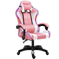 Chaise de jeu pivotante RVB avec éclairage Blanc Chaise de jeu Esport bon marché avec lumière LED Chaise de bureau Racer avec haut-parleurs