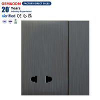 Interrupteur de sécurité de qualité supérieure, fabriqué en usine OEM, prise à 2 broches, gris brossé, type 86, interrupteurs muraux avec prise