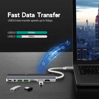 Multi 9 Ports USB 3.0 HUB Station d'accueil HD-MI USB C Splitter PD100W Charge rapide Type C Câble Support Lecteur de carte 3.5MM Audio