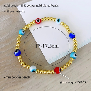 Grieks <span class=keywords><strong>Eye</strong></span> Kralen 18K Goud Roestvrij Stalen Armband Voor Vrouwen Waterdicht Bohemen Zomer Strand Vriendschap Armband Voor Meisjes - Product Image 3