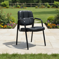 Chaise de conférence ergonomique moderne pour visiteurs, empilable, avec structure en acier, accoudoirs fixes et base en bois