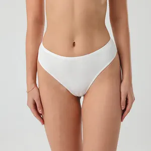 White Dumbbell Thong T-Back Panties Underwear Cotton Lycra