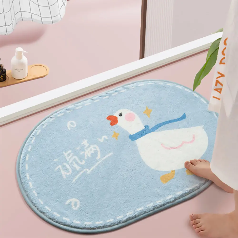 Warm Carpet Water Absorption Non-slip Cute Plants Animal Mat Rug Bedroom Mat Cartoon Carpet Bathroom