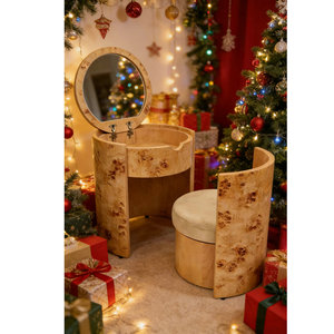 Meuble de coiffeuse vintage en bois de ronce avec miroir, mobilier de salon de beauté, table de <span class=keywords><strong>maquillage</strong></span> en bois pour salon de manucure, <span class=keywords><strong>vente</strong></span> chaude - Product Image 5