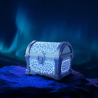 Projecteur de Nuit Télécommandé Style Coffre au Trésor avec Musique et Bruit Blanc, Fonction de Dimmage et Boîte Cachée, Minuteur Intégré pour Salon