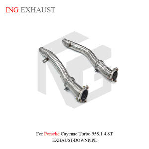 <span class=keywords><strong>ING</strong></span> pour Porsche Cayenne Turbo 958.1 4.8T Tube avant échappement en acier inoxydable pièces de Performance automatique à haut débit - Product Image 4
