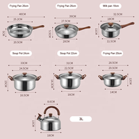 Ensemble de casseroles et poêles en acier inoxydable de style européen, 12 pièces, avec poignées anti-chaleur