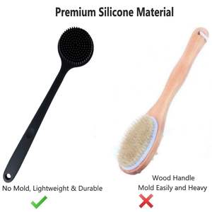 Cepillo de Baño Ovalado de Silicona Moderno con Mango Largo, Exfoliante para Espalda, para Uso en la Ducha - Product Image 4