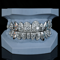 Grillz corporel invisible Hip Hop sur mesure en argent S925 avec technologie de micro-insertion, tailles 4 6 8 10 12, motif croix, unisexe, certifié